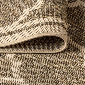 Trebol Moroccan Trellis Textured Weave Indoor/outdoor Round Rug